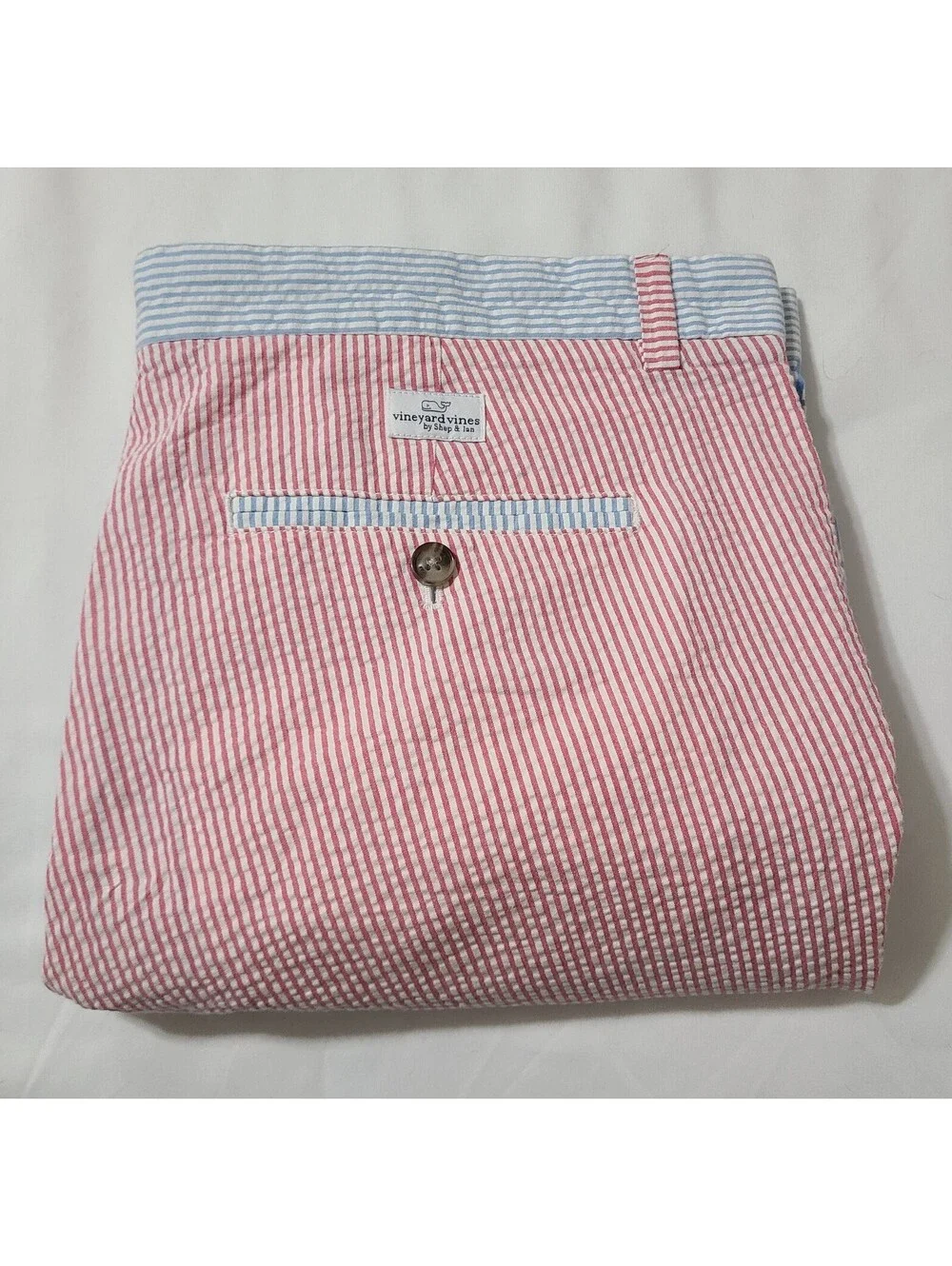 Vineyard Vines Breaker Shorts Mens Sz 32 Patchwork Gingham Stripe Seersucker EUC